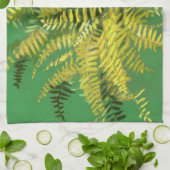 Fern, schijfjes, groene goudgele groen theedoek (Gevouwen)
