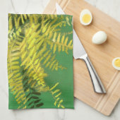 Fern, schijfjes, groene goudgele groen theedoek (Quarter Fold)