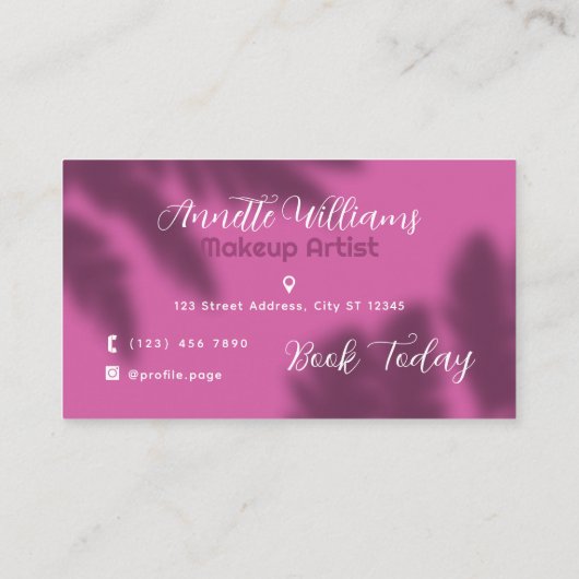 Fern shade Makeup artist Business Card Visitekaartje (Achterkant)