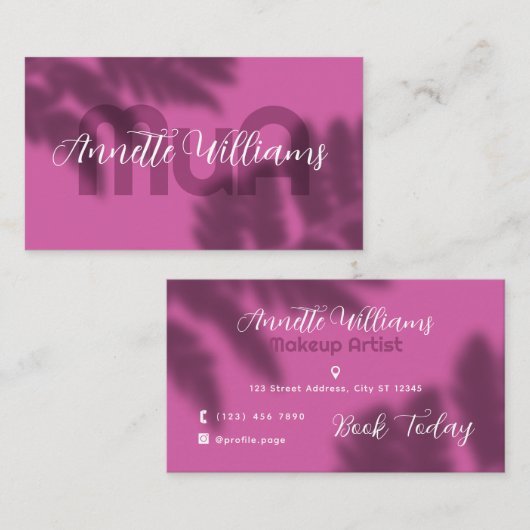 Fern shade Makeup artist Business Card Visitekaartje (Voorkant / Achterkant)