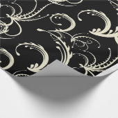 Fern & Tendril Swirls in Black & Cream Cadeaupapier (Hoek)