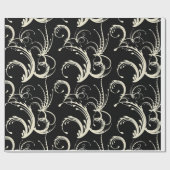 Fern & Tendril Swirls in Black & Cream Cadeaupapier (Vlak)