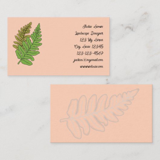 Fern Theme Business Card Visitekaartje (Voorkant / Achterkant)