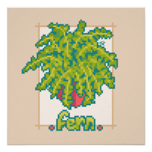Fern, varen, Pixel Art Perfect Poster