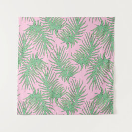 Fern vertakt zich op roze. wandkleed