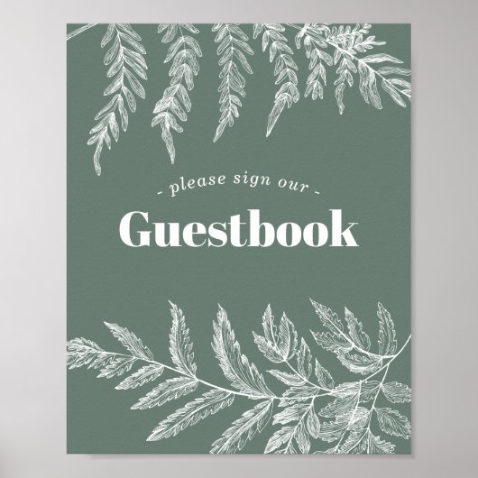 Fern Woodland Wedding Guestbook Poster (Voorkant)