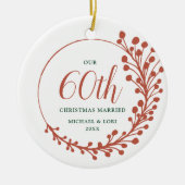 Fern Wreath persoonlijke 60ste kerstvrouw Keramisch Ornament (Voorkant)