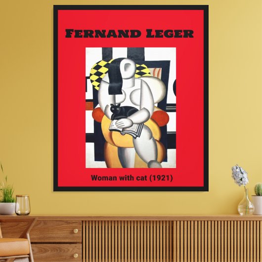 Fernand Leger: Vrouw met kat (1921) Canvas Afdruk (Insitu (Woonkamer))