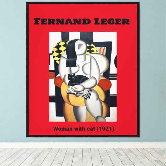 Fernand Leger: Vrouw met kat (1921) Canvas Afdruk (Insitu (Houten vloer))