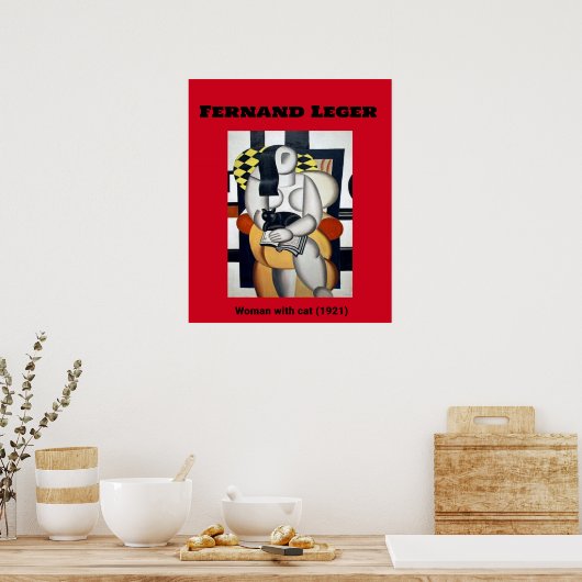 Fernand Leger: Vrouw met kat (1921) Poster (Keuken)