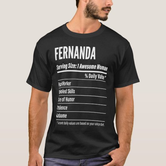 Fernanda Nutritional Facts Serving Size Calories T-shirt (Voorkant)