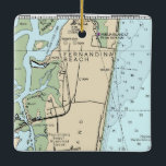 Fernandina Beach FL Ceramic Ornament<br><div class="desc">Fernandina Beach Florida kerstversiering gemaakt met een NAA nautische kaart.</div>