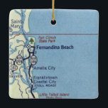 Fernandina Beach FL  kaart Keramisch Ornament<br><div class="desc">Fernandina Beach Florida Kerstversiering gemaakt met de routekaart van 1955.</div>