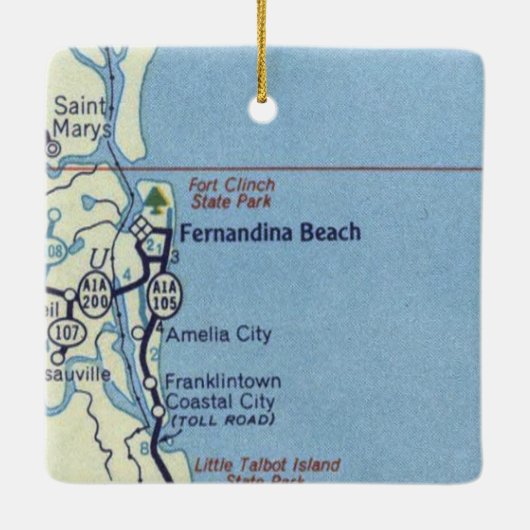 Fernandina Beach FL  kaart Keramisch Ornament (Achterkant)