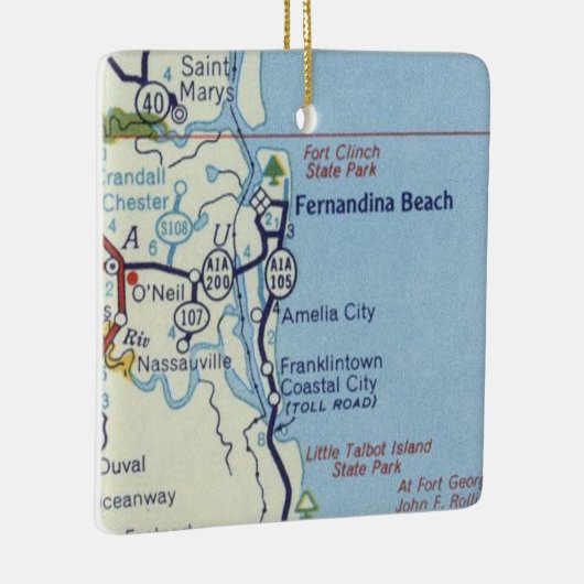 Fernandina Beach  Map Keramisch Ornament (Rechts)