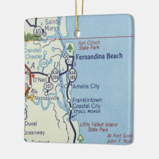 Fernandina Beach  Map Keramisch Ornament (Links)