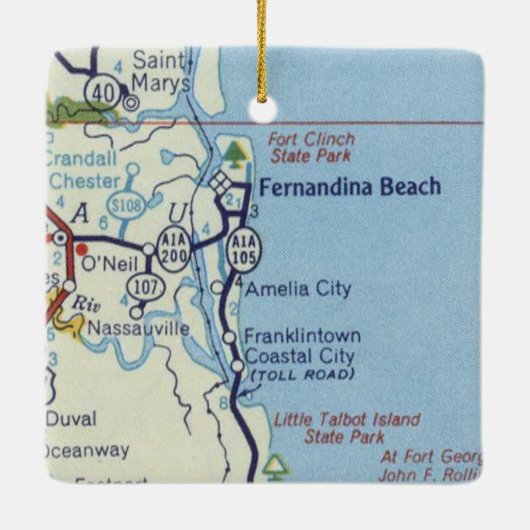 Fernandina Beach  Map Keramisch Ornament (Achterkant)