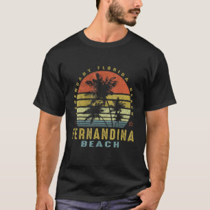 Fernandina Beach Retro Palm Sunset Beach Design T-shirt