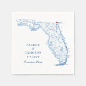 Fernandina Florida Kaart Elegant Bruiloft Servet (Voorkant)