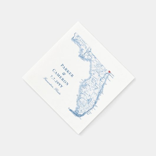 Fernandina Florida Kaart Elegant Bruiloft Servet (Hoek)