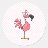 Fernando Flamingo Ronde Sticker (Voorkant)