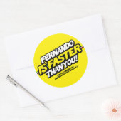 Fernando is sneller dan jij! (Gele Sticker) Ronde Sticker (Envelop)