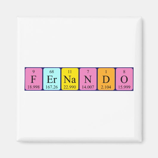 Fernando periodieke tabelnaam magnet (Voorkant)