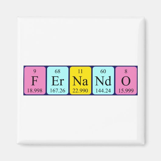 Fernando periodieke tabelnaam magnet (Voorkant)