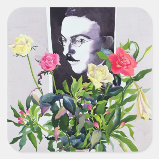 Fernando Pessoa Vierkante Sticker (Voorkant)