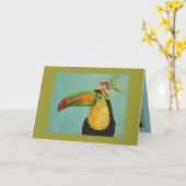 Fernando the toucan wenskaart kaart (Gele Bloem)