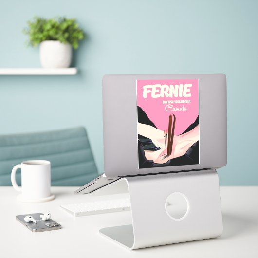 Fernie British Columbia Ski poster Sticker (Laptop op bureau)