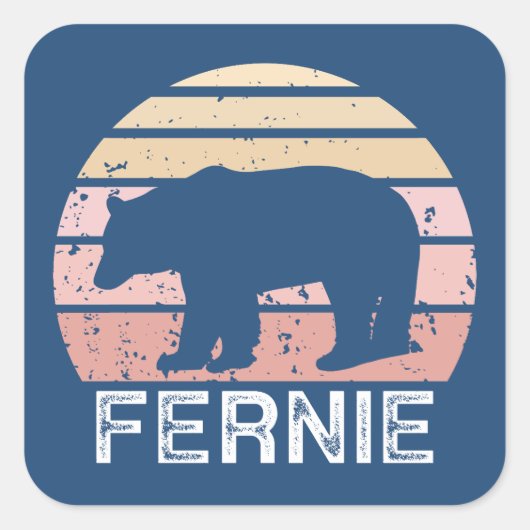 Fernie Brits-Columbië Retro Bear Vierkante Sticker (Voorkant)