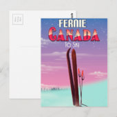 Fernie Canada ski-reisposter. Briefkaart (Voorkant / Achterkant)