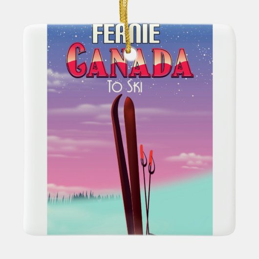 Fernie Canada ski reisposter. Keramisch Ornament (Voorkant)