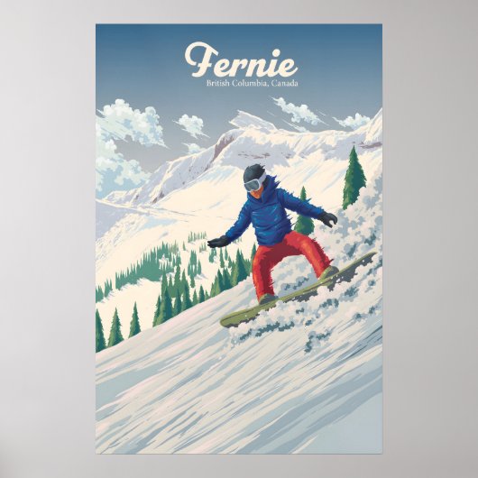 Fernie Canada Snowboarden Reisposter Poster (Voorkant)