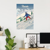 Fernie Canada Snowboarden Reisposter Poster (Thuiskantoor)