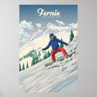 Fernie Canada Snowboarding Travel Poster