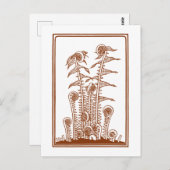 Ferns (1920) van Julie de Graag Woodcut Briefkaart (Voorkant / Achterkant)