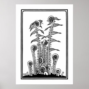 Ferns (1920) van Julie de Graag  Woodcut Pos Poster