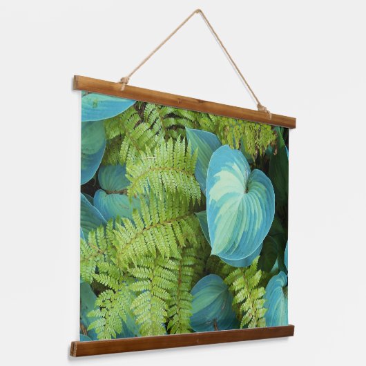 Ferns and Variegated Hosta Botanical Hangend Wandkleed (Gebogen)