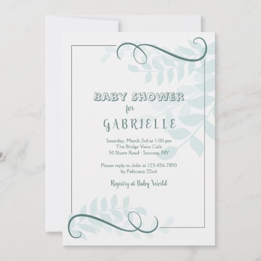 Ferns Baby shower Invitation Kaart (Voorkant)