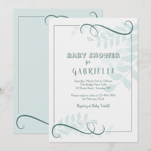 Ferns Baby shower Invitation Kaart (Voorkant / Achterkant)