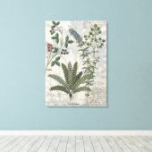 Ferns, Brambles en bloemen Canvas Afdruk (Insitu (Houten vloer))