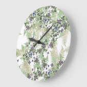 Ferns Clematis Vine Flowers Floral Wall Clock Grote Klok (Hoek)