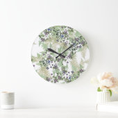 Ferns Clematis Vine Flowers Floral Wall Clock Grote Klok (Huis)