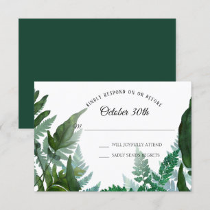 Ferns Forest Foliage Leaf Greenery RSVP Wedding Kaart