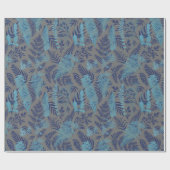 Ferns in Blue and Turquoise Wrapping Paper Cadeaupapier (Vlak)
