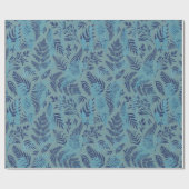 Ferns in Blue and Turquoise Wrapping Paper Cadeaupapier (Vlak)