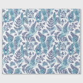 Ferns in Blue and White Wrapping Paper Cadeaupapier (Vlak)