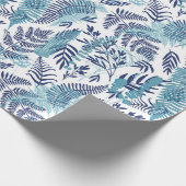 Ferns in Blue and White Wrapping Paper Cadeaupapier (Hoek)